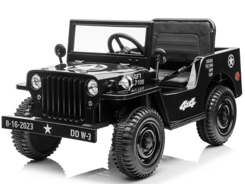 Wojskowe Auto na akumulator Willys + pilot PA0263 czarny