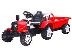 Traktor z przyczepą na akumulator świeci PA0234 czerwony