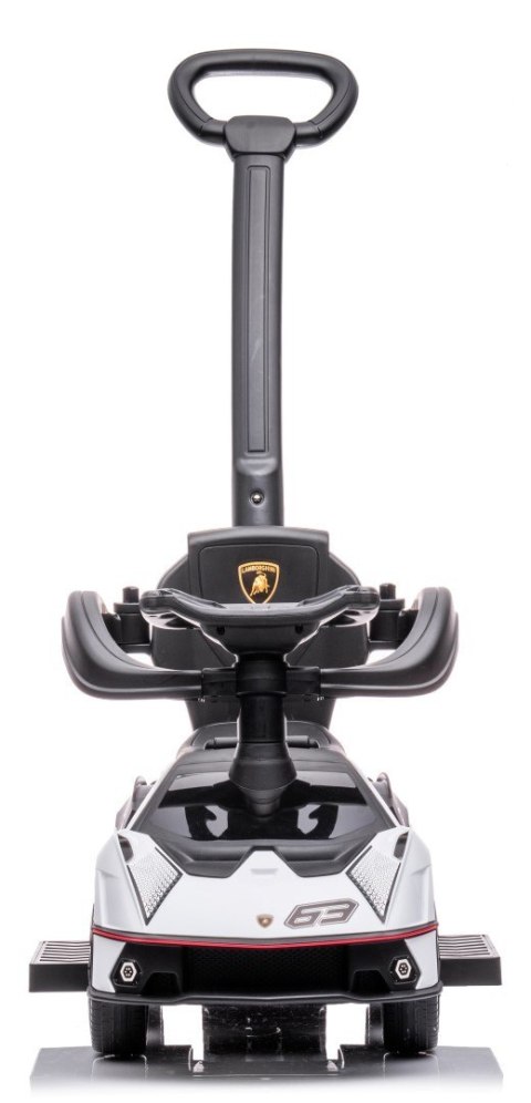 Jeździk chodzik dla dzieci na roczek Lamborghini Essenza SCV12 z pchaczem, obejmą i podnóżkami, biały