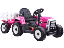 Traktor z przyczepą na akumulator + pilot PA0242 różowy