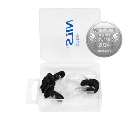 NILS AQUA NQAW30 CZARNY ZESTAW PŁYWACKI SILIKONOWE ZATYCZKI DO USZU I NA NOS NILS AQUA