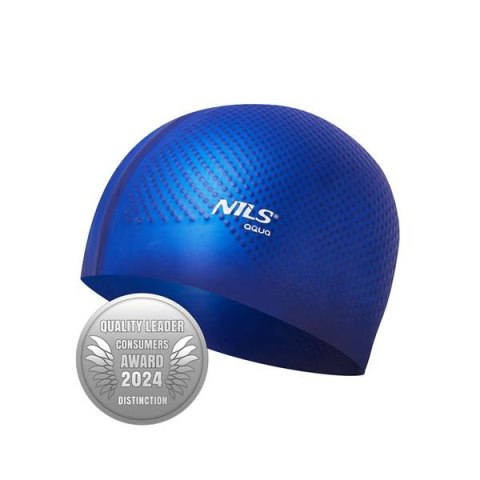 NILS AQUA NQC JEDNOKOLOROWY CIEMNONIEBIESKI CZEPEK SILIKONOWY DOTS NILS AQUA