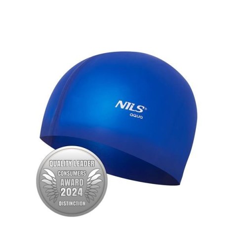 NILS AQUA NQC JEDNOKOLOROWY BL04 CIEMNONIEBIESKI CZEPEK SILIKONOWY NILS AQUA