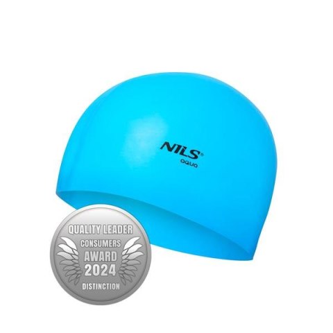 NILS AQUA NQC JEDNOKOLOROWY BL02 NIEBIESKI CZEPEK SILIKONOWY NILS AQUA