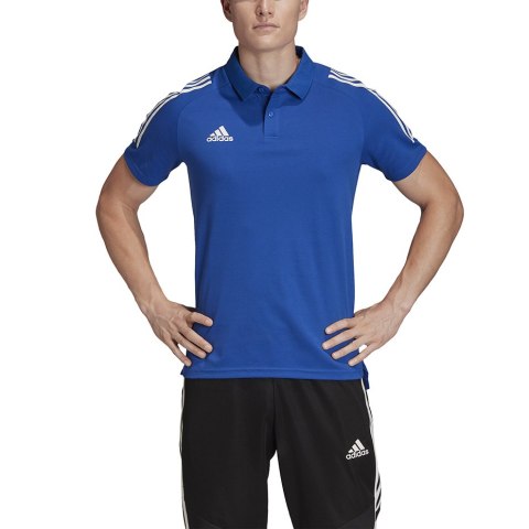 Adidas teamwear Koszulka męska adidas Condivo 20 Polo niebiesko-biała ED9237