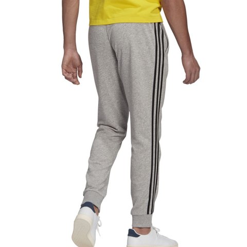 Adidas Spodnie męskie adidas Essentials Tapered Cuff 3 Stripes szare GK8889