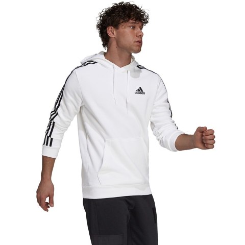 Adidas Bluza męska adidas Essentials Fleece 3-Stripes Hoodie biała GU2522
