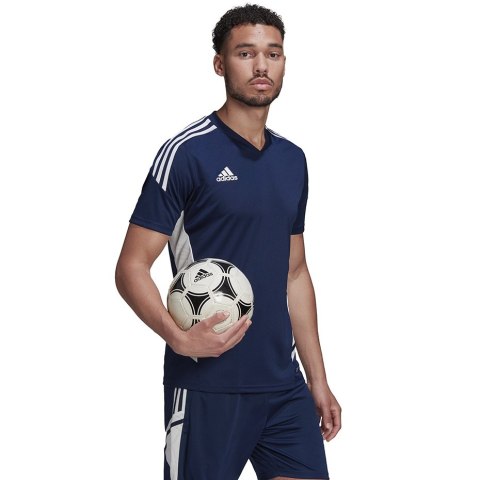 Adidas teamwear Koszulka męska adidas Condivo 22 Jersey V-neck granatowo-biała HA6291