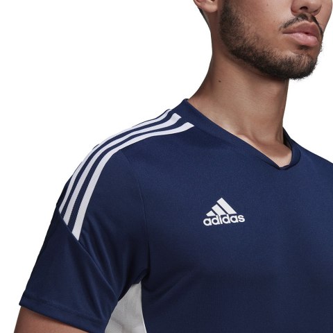 Adidas teamwear Koszulka męska adidas Condivo 22 Jersey V-neck granatowo-biała HA6291