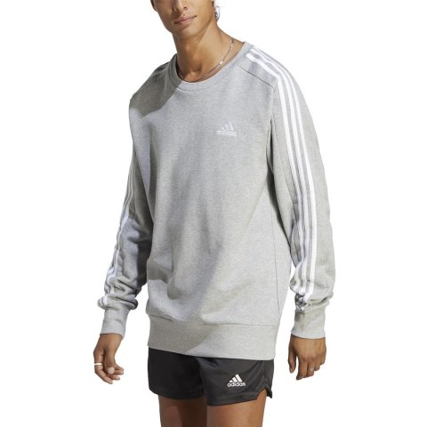 Adidas Bluza męska adidas Essentials French Terry 3-Stripes szara IC9319