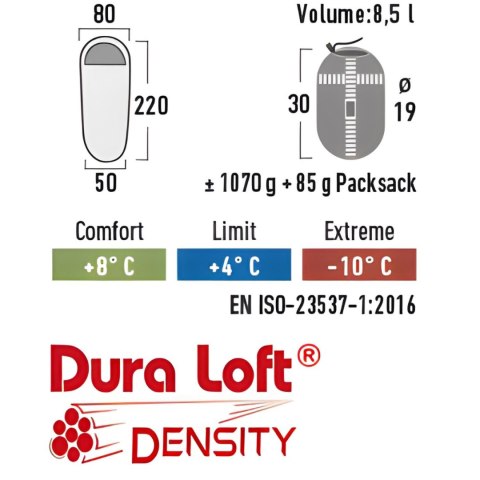 High Peak Śpiwór High Peak Pak 1000 Eco 220x80x50 cm zielono-czerwony 23251