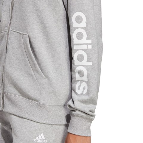 Adidas Bluza damska adidas Essentials Linear Full-Zip French Terry Hoodie szara IC6866