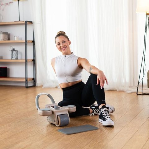 HMS KA08 BROWN ABS AUTOMATYCZNE KOŁO DO ĆWICZEŃ MIĘŚNI BRZUCHA Z WYŚWIETLACZEM LCD I ŁADOWANIEM HMS