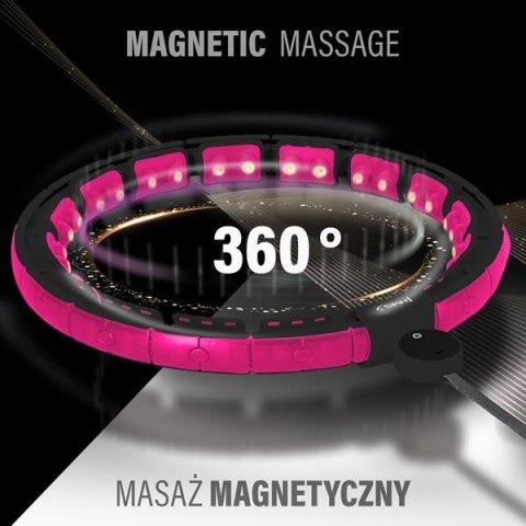 HMS ZESTAW HULA HOP MAGNETYCZNY BLACK/PINK HHM16 Z LICZNIKIEM HMS + PAS WYSZCZUPLAJĄCY BR163 BLACK
