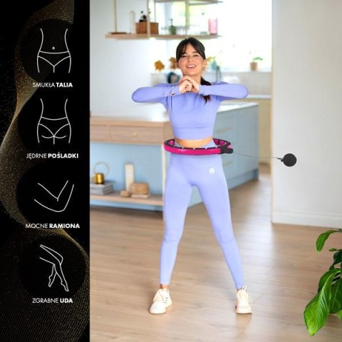 HMS ZESTAW HULA HOP MAGNETYCZNY BLACK/PINK HHM16 Z LICZNIKIEM HMS + PAS WYSZCZUPLAJĄCY BR163 BLACK