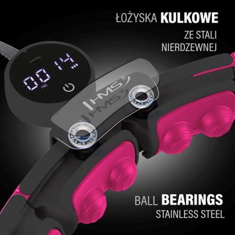 HMS ZESTAW HULA HOP MAGNETYCZNY BLACK/PINK HHM16 Z LICZNIKIEM HMS + PAS WYSZCZUPLAJĄCY BR163 BLACK