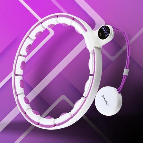 HMS ZESTAW HULA HOP MAGNETYCZNY WHITE/VIOLET HHM17 Z LICZNIKIEM HMS + PAS WYSZCZUPLAJĄCY BR163 BLACK