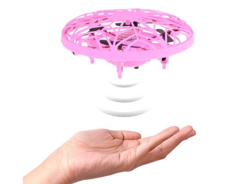 Latający dysk dron z światłem led sterowany ręką RC0653 Różowy