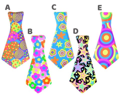 WYSTRZAŁOWY kolorowy KRAWAT na gumce na bal imprezę karnawał ZA0681
