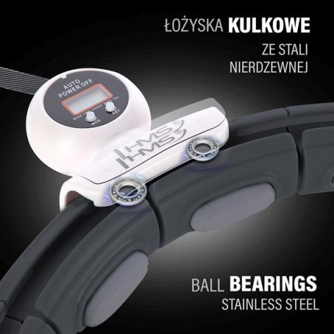 HMS ZESTAW HULA HOP MAGNETYCZNY BLACK HHM15 Z LICZNIKIEM HMS + PAS WYSZCZUPLAJĄCY BR163 RED