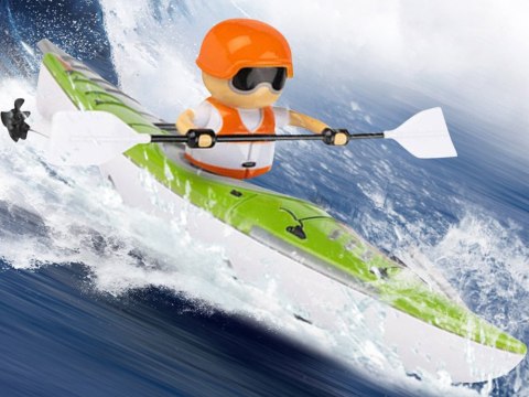 Podświetlany Kajak z Wioślarz Zdalnie Sterowana Przygoda na Wodzie RC0678 zielony