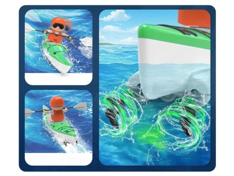 Podświetlany Kajak z Wioślarz Zdalnie Sterowana Przygoda na Wodzie RC0678 zielony