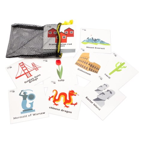 Karty pracy ZABYTKI po polsku 10 x 10 cm 52 sztuki