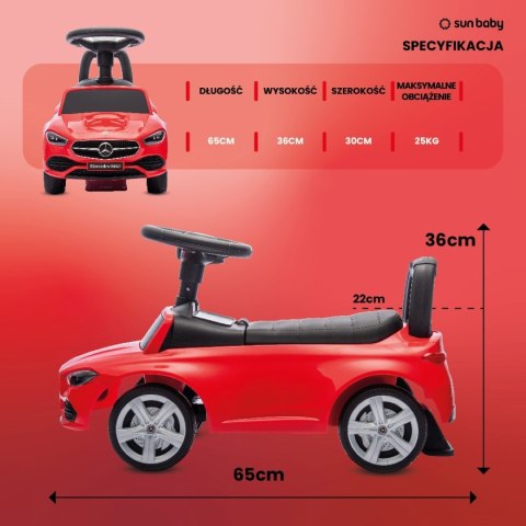 Jeździk dla dziecka, pchacz, chodzik, Mercedes C-Class czerwony