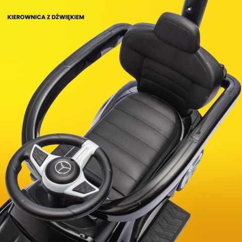 Jeździk pchacz chodzik dla dziecka Mercedes C-Class z popychaczem i podnóżkiem czarny