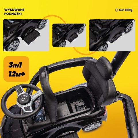 Jeździk pchacz chodzik dla dziecka Mercedes C-Class z popychaczem i podnóżkiem czarny