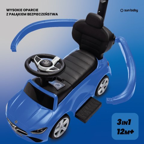 Jeździk pchacz chodzik dla dziecka Mercedes C-Class z popychaczem i podnóżkiem niebieski