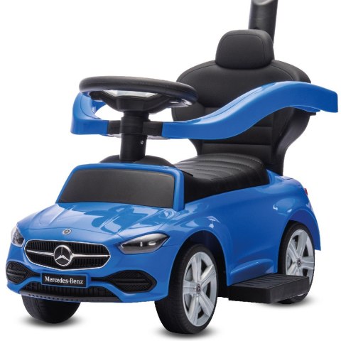 Jeździk pchacz chodzik dla dziecka Mercedes C-Class z popychaczem i podnóżkiem niebieski