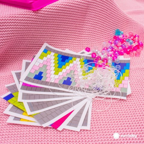 Zestaw kreatywny do robienia biżuterii Zawieszki koraliki - bransoletka 9 kolorów koralików & 8 szblonów