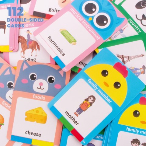 Tablica do rysowania Czytnik kart do nauki języka angielskiego 112 kart dwustronnych Sun Baby różowy