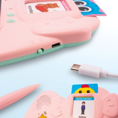 Tablica do rysowania Czytnik kart do nauki języka angielskiego 112 kart dwustronnych Sun Baby różowy