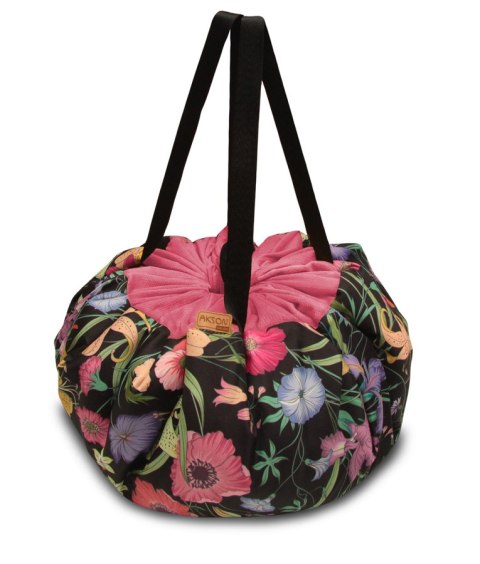 Worek mięciutka mata na zabawki 3w1 wzór KWIATY - ZIELONY