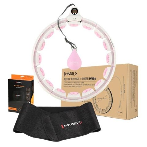 HMS ZESTAW HULA HOP HHW06 PINK Z PIŁKĄ GRAWITACYJNĄ I LICZNIKIEM HMS + PAS BR163 BLACK
