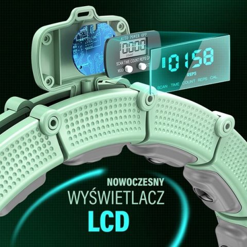 HMS ZESTAW HULA HOP MAGNETYCZNY GREEN HHM14 Z LICZNIKIEM HMS + PAS WYSZCZUPLAJĄCY BR163 BLACK