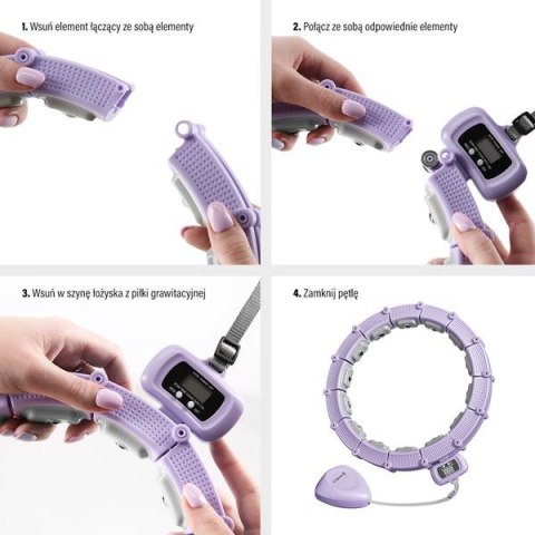 HMS ZESTAW HULA HOP MAGNETYCZNY VIOLET HHM14 Z LICZNIKIEM HMS + PAS WYSZCZUPLAJĄCY BR163 BLACK