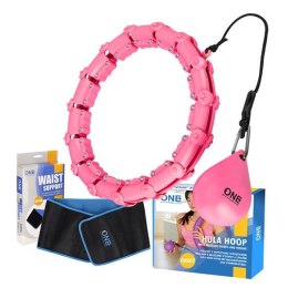 ONE FITNESS ZESTAW HULA HOP OHA02 PINK Z WYPUSTKAMI I OBCIĄŻNIKIEM ONE FITNESS + PAS BR160