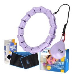 ONE FITNESS ZESTAW HULA HOP OHA02 VIOLET Z WYPUSTKAMI I OBCIĄŻNIKIEM ONE FITNESS + PAS BR160