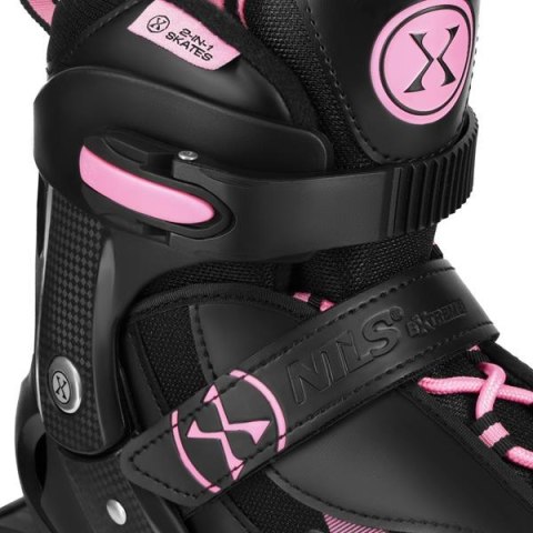 NILS EXTREME NH382 ŁYŻWOROLKI 2W1 ENZO RÓŻOWE ROZM. XS(28-31) Z WYM. PŁOZĄ HOKEJOWĄ NILS EXTREME