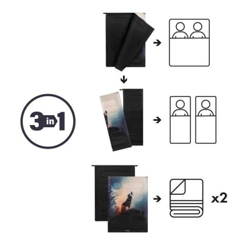 NILS CAMP NC3601 ŚPIWÓR 3W1 DWUOSOBOWY WOLF NILS CAMP