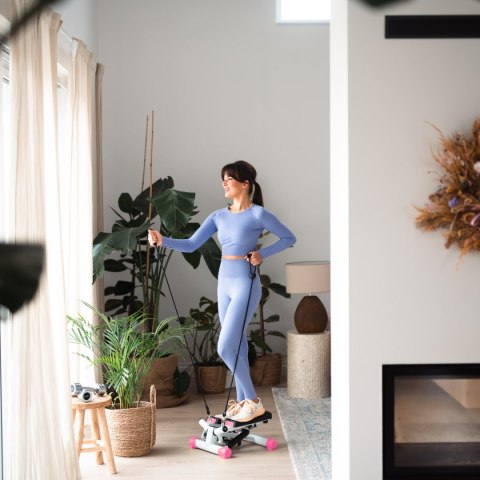 HMS S3033 RÓŻOWY STEPPER SKOŚNY Z LINKAMI HMS