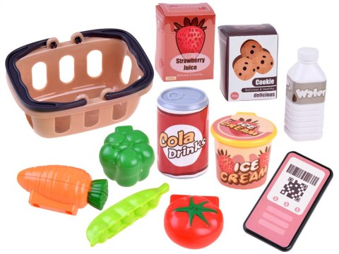 Kasa fiskalna dla dzieci skaner waga smartfon koszyk zabawa w sklep ZA4147