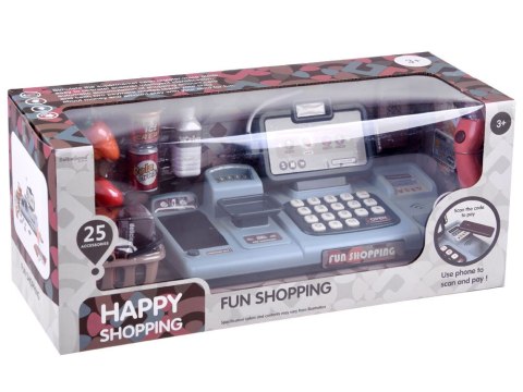 Kasa fiskalna dla dzieci skaner waga smartfon koszyk zabawa w sklep ZA4147