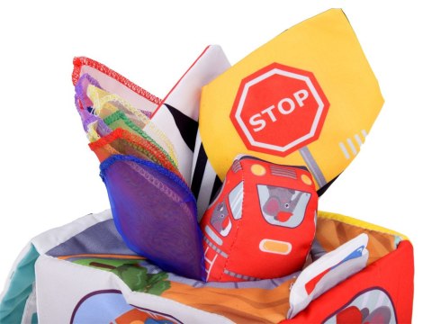 Miękka Kostka Sensoryczna Pojazdy pudełko z chusteczkami montessori ZA5587