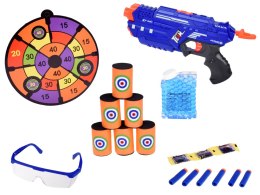 Pistolet Shotgun 2w1 + Naboje piankowe żelowe Tarcza Okulary Puszki ZA5564
