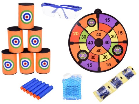 Pistolet Shotgun 2w1 + Naboje piankowe żelowe Tarcza Okulary Puszki ZA5564