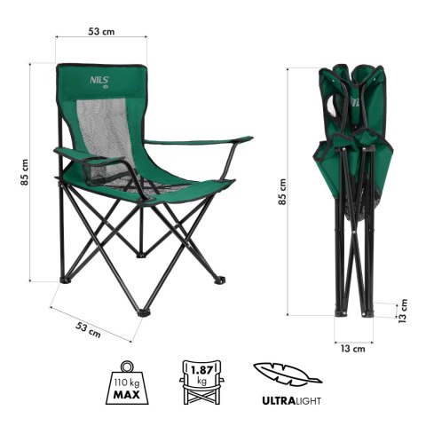 NILS CAMP NC3302 KRZESŁO TURYSTYCZNE ZIELONO-CZARNY NILS CAMP